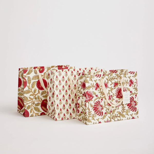 Hand Block Printed Christmas Medium Gift Bag