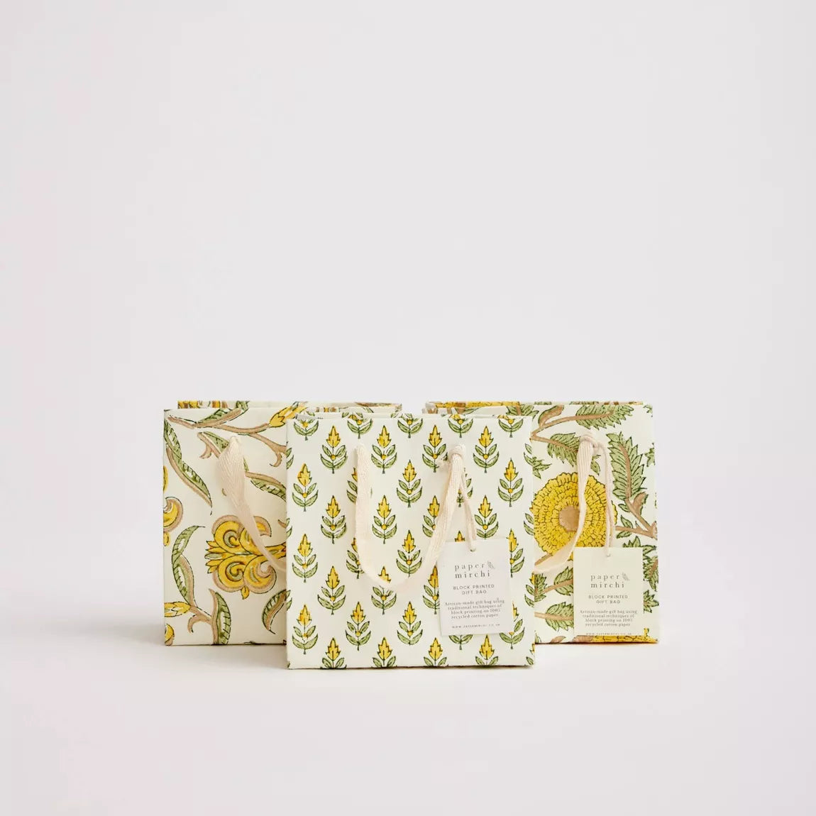 Small Hand Block Printed Sunshine Gift Bag