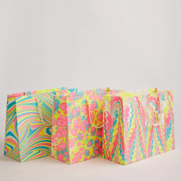 Hand Marbled Neon Large Gift Bags