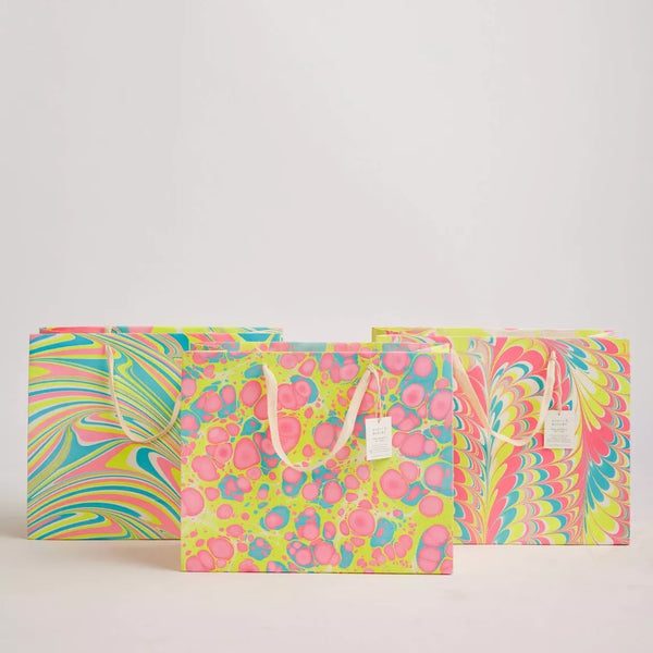 Hand Marbled Neon Large Gift Bags