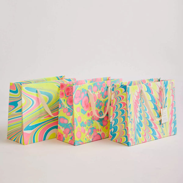 Hand Marbled Neon Medium Gift Bags