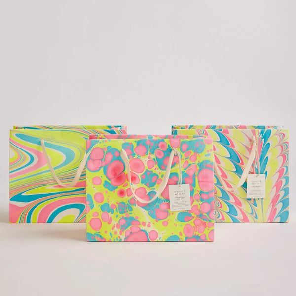 Hand Marbled Neon Medium Gift Bags