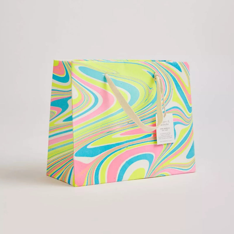 Hand Marbled Neon Medium Gift Bags