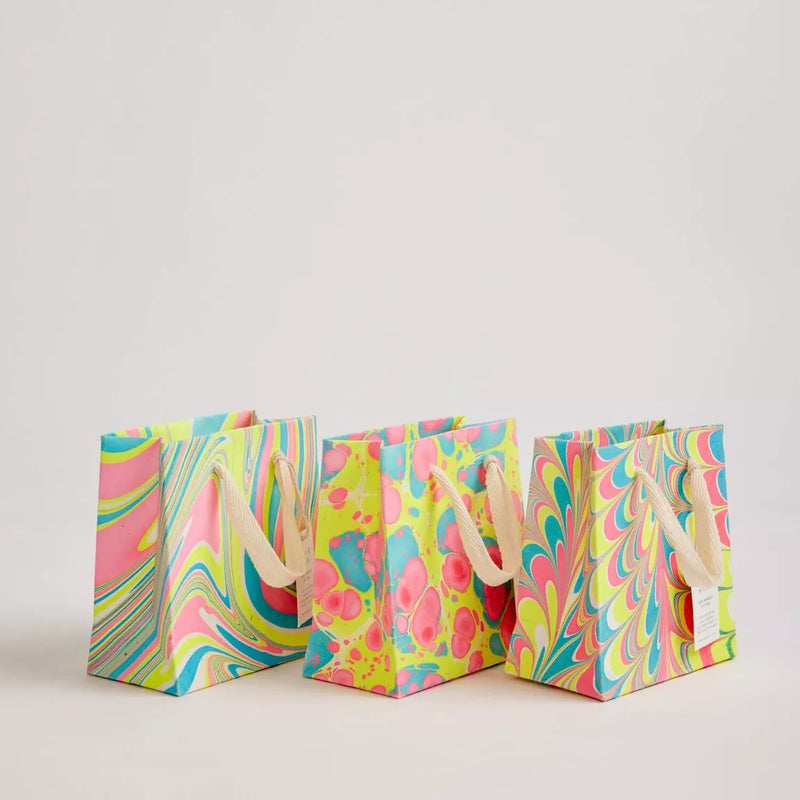 Hand Marbled Neon Small Gift Bags