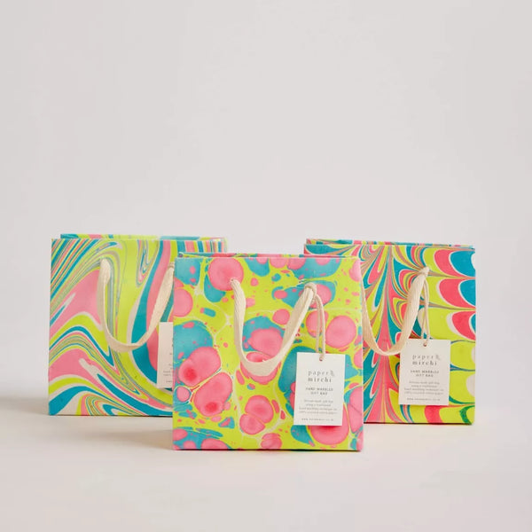 Hand Marbled Neon Small Gift Bags