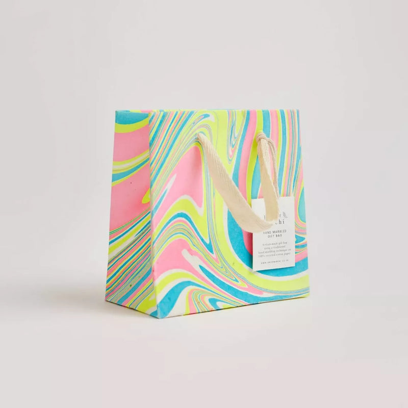 Hand Marbled Neon Small Gift Bags