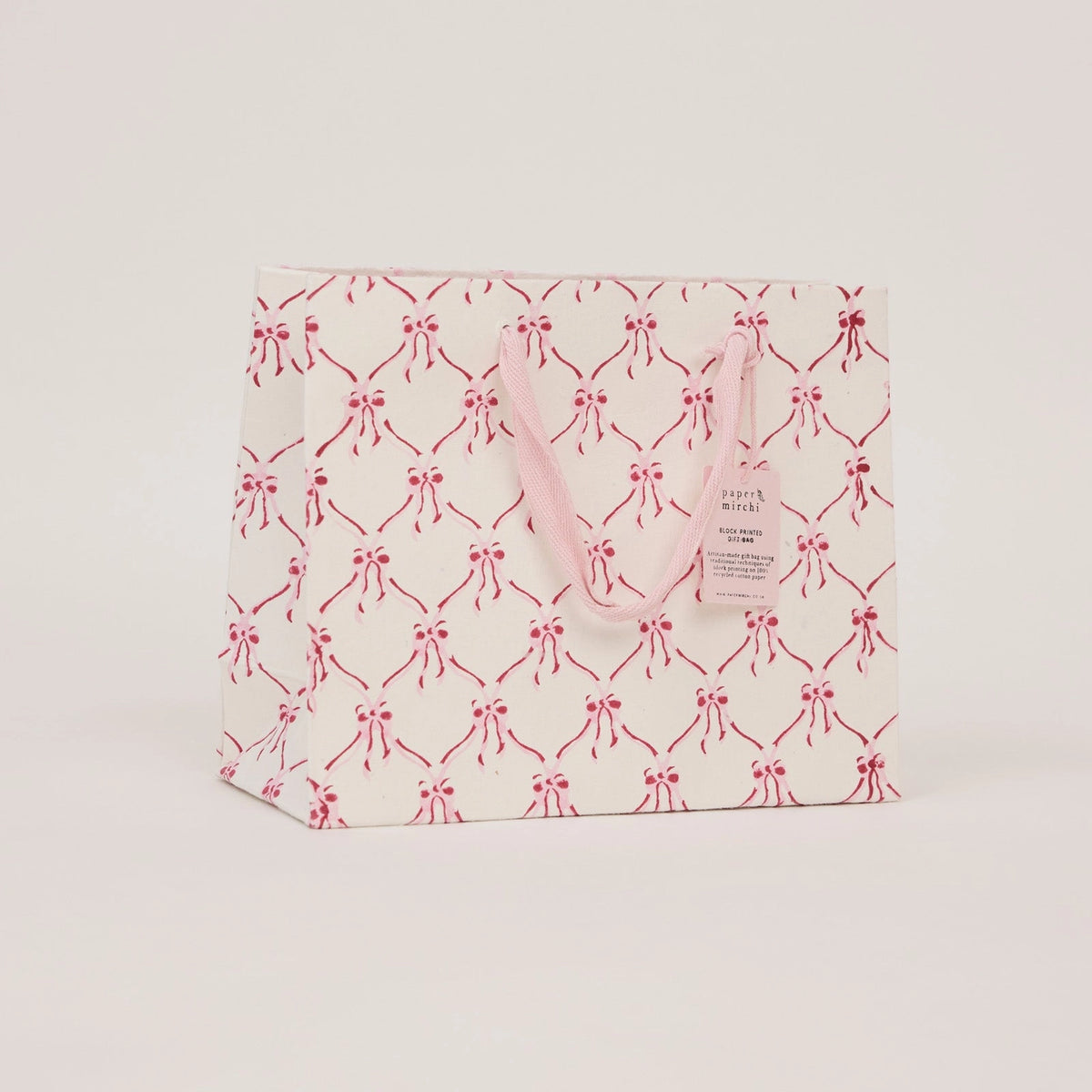 Medium Hand Block Printed Pink Sorbet Gift Bags
