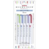 Zebra Mildliner Twintip Highlighter Muted Mild 5 Colour Set