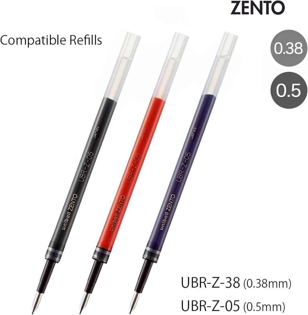 Uni-Ball Zento UBR-Z Refills 0.38 / 0.5 / 0.7 mm