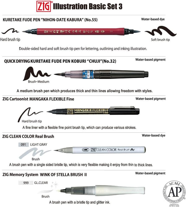 Kuretake Zig Illustration Basic Set 3