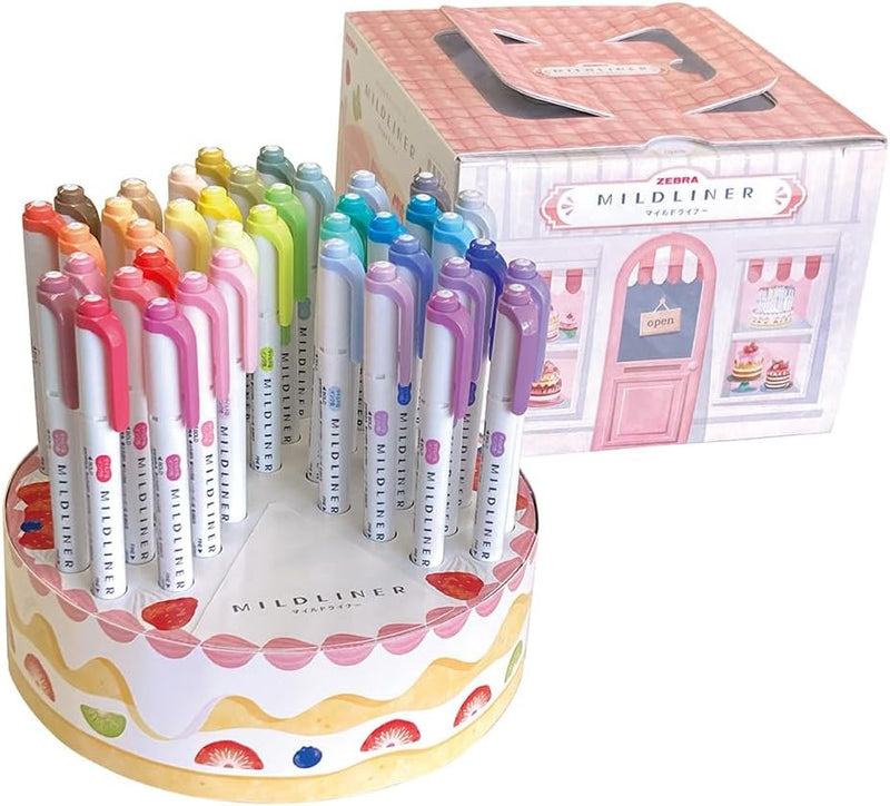 Zebra Mildliner 40 Highlighter Pen Cake Stand Set