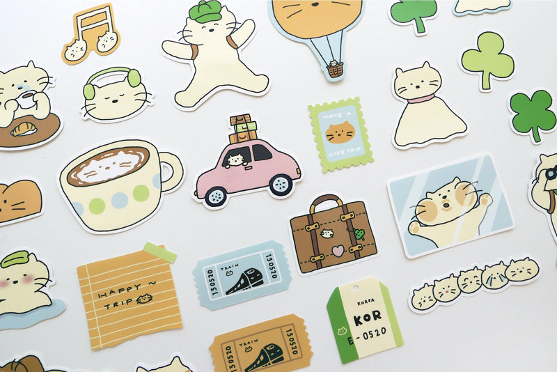 Suatelier Cat's Happy Trip Travel Stickers no. 1527