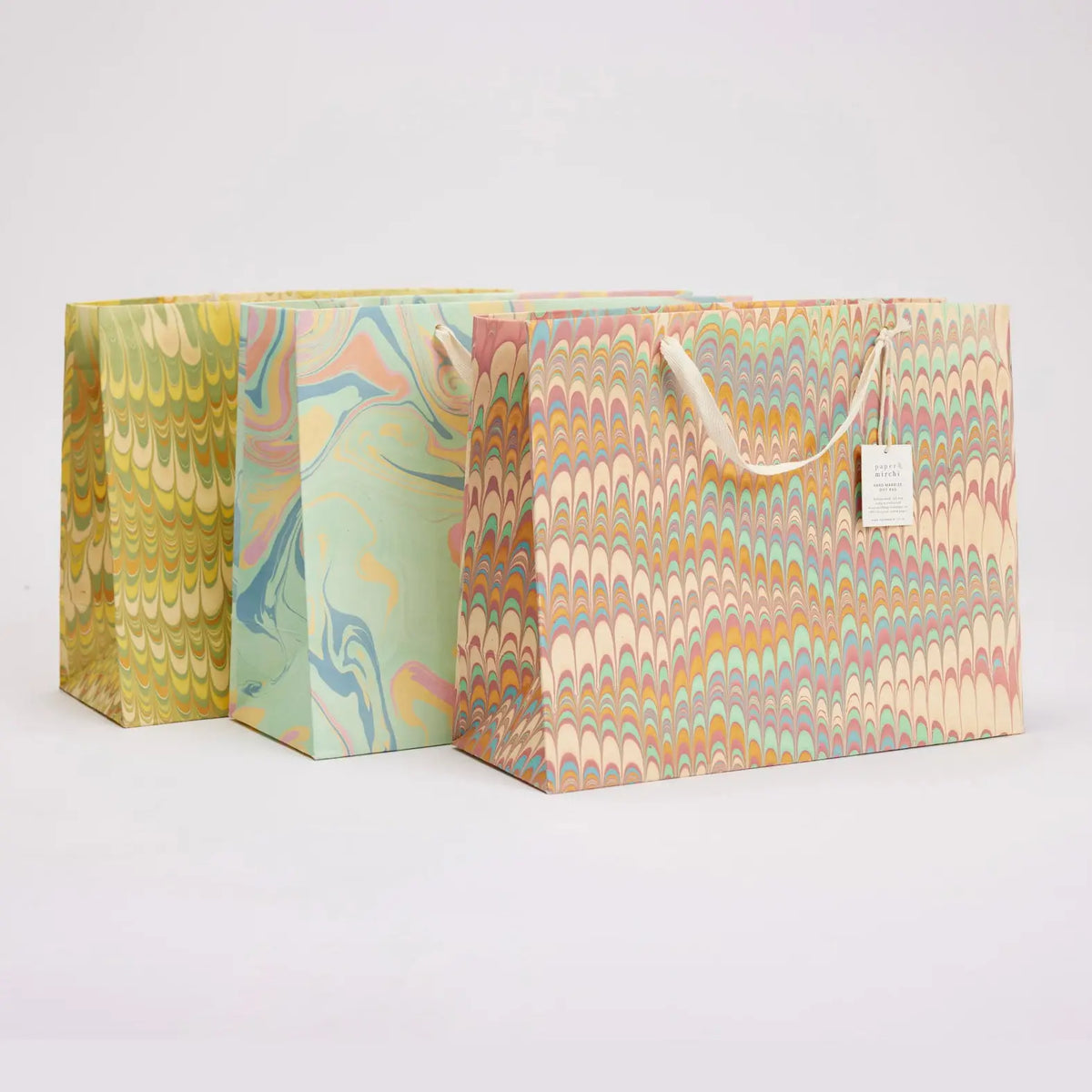 Large Hand Marbled Celebration Gift Bags - Bouquet Design