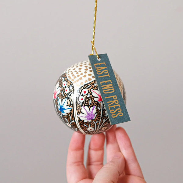 East End Press Gold & Black Papier Mache Bauble