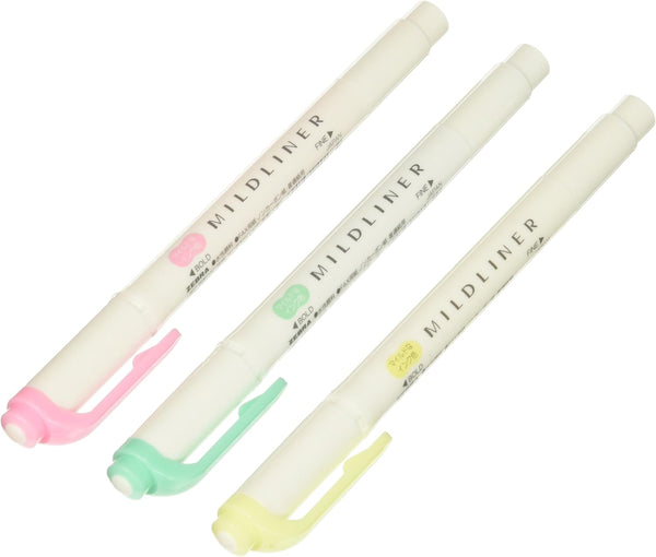 Zebra Mildliner Twintip Highlighter 3 Colour Set