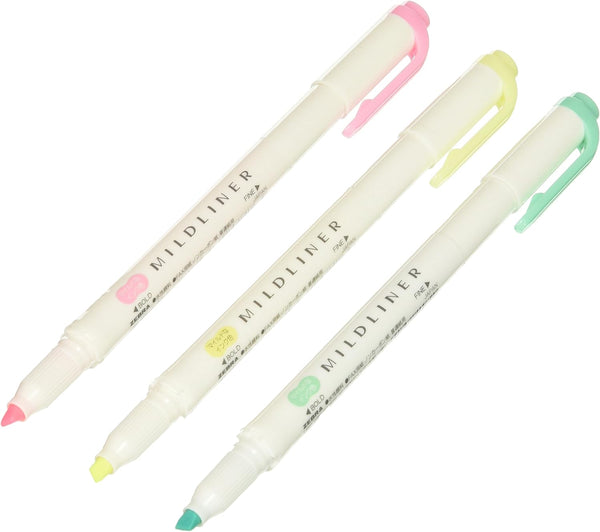 Zebra Mildliner Twintip Highlighter 3 Colour Set