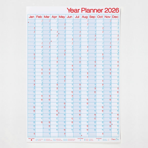 Crispin Finn 2026 Year Wall Planner - Portrait View
