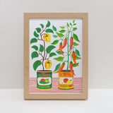 Chilli Peppers Stamp - A4 Risograph Print