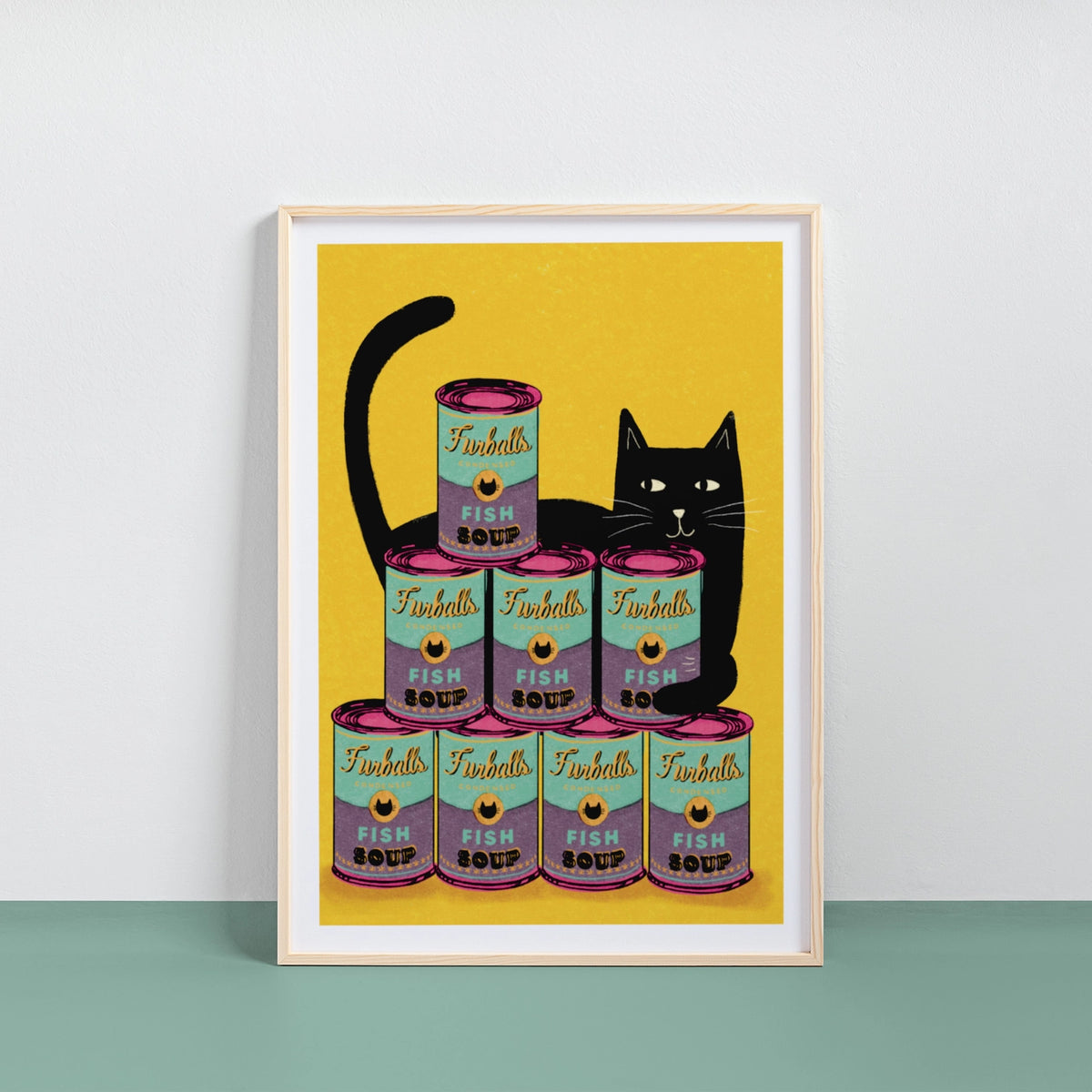 Niaski Andy Pawhol Fish Tins Cat A4 Art Print