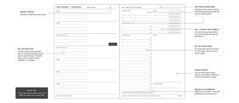 MiGoals 2026 B5 Goal Digger Planner Classic