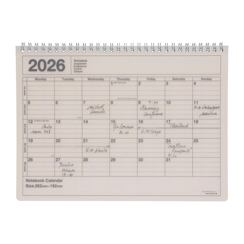 Mark's Tokyo Edge Notebook Calendar - Medium
