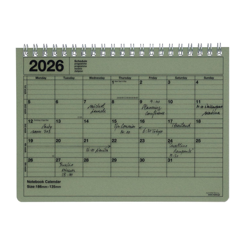 Mark's Tokyo Edge Notebook Calendar - Small