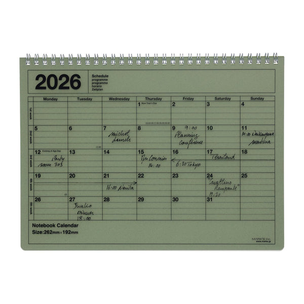 Mark's Tokyo Edge Notebook Calendar - Medium