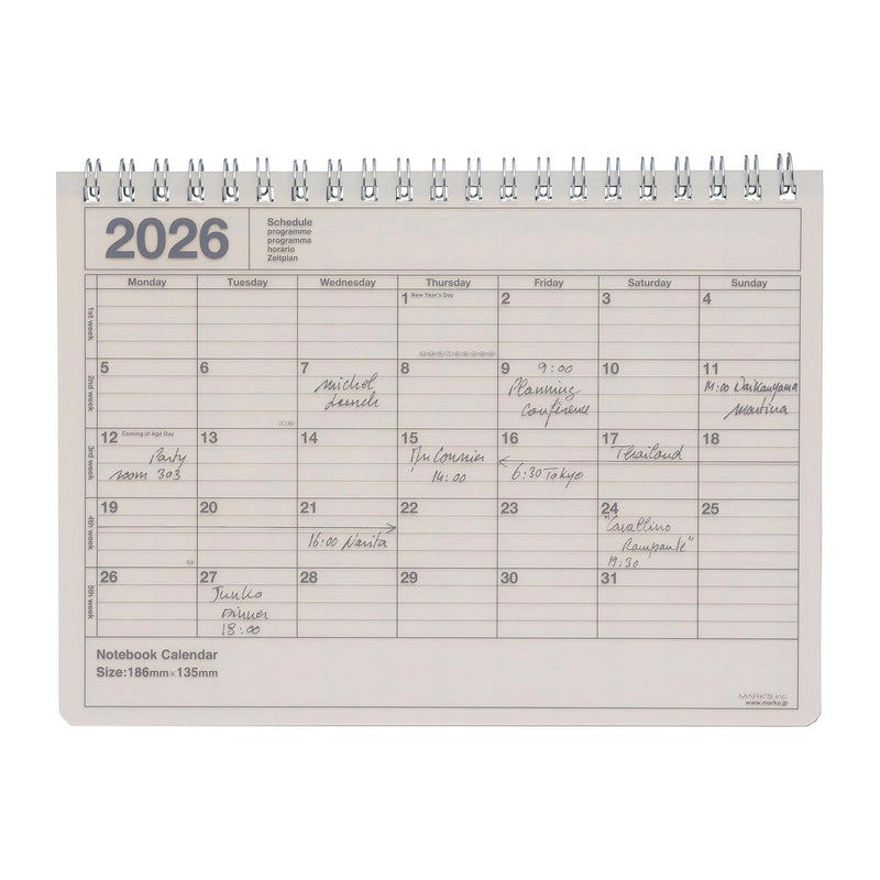 Mark's Tokyo Edge Notebook Calendar - Small