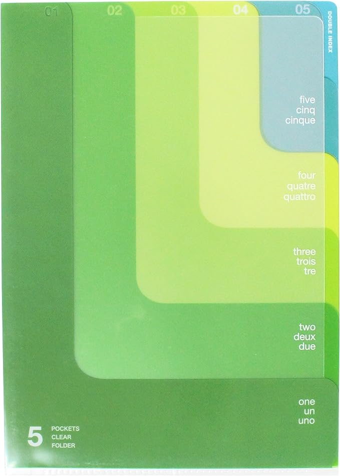 Midori A4 Green 5 Pockets Folder