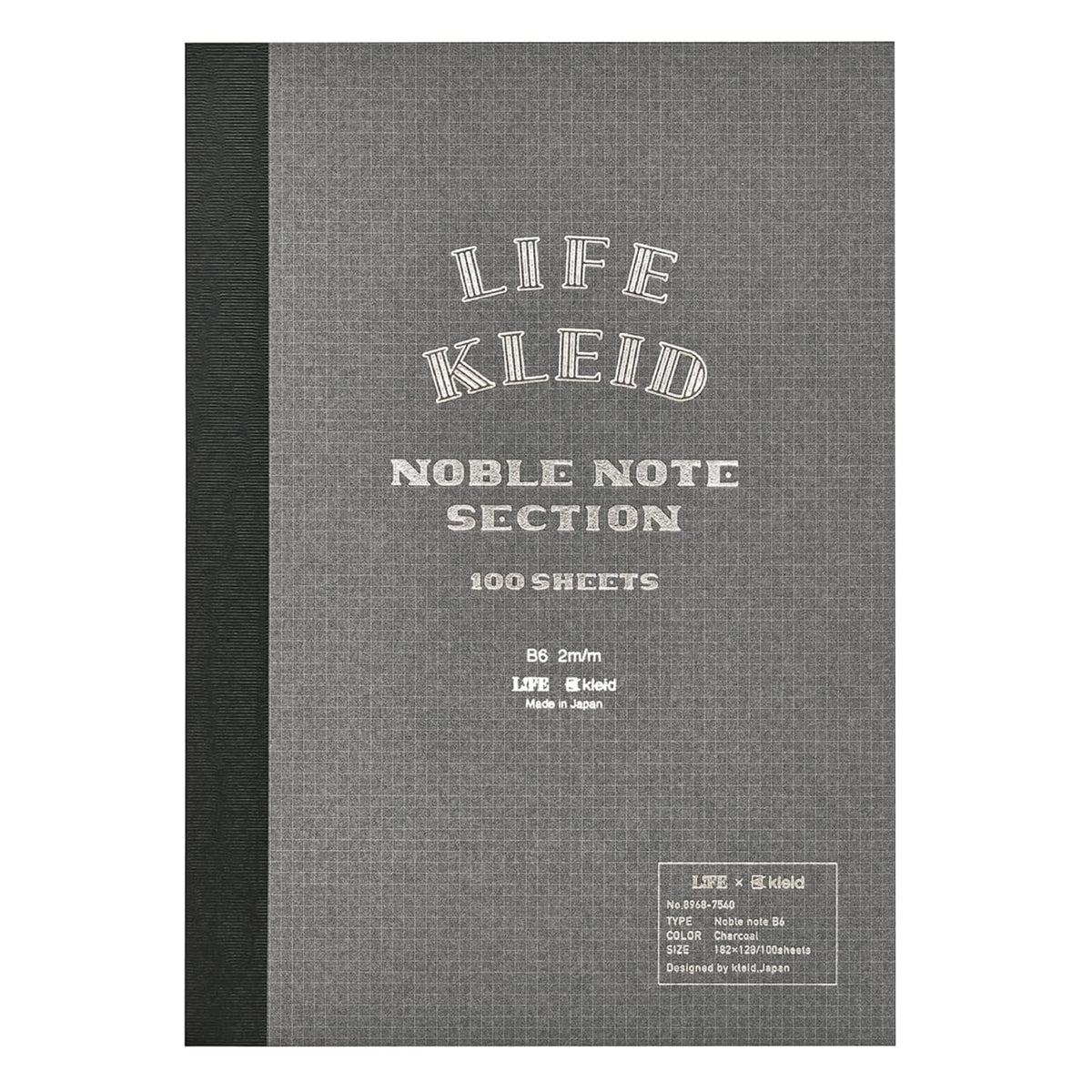 Kleid x Life Noble Notebook B6 - 2mm Grid - Charcoal