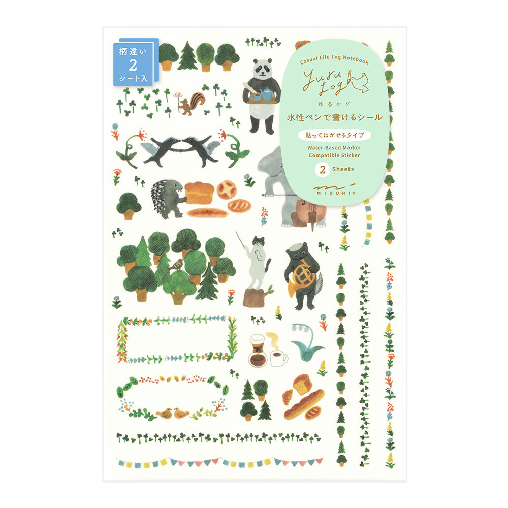 Midori Yuru Log Stickers - Forest Animal
