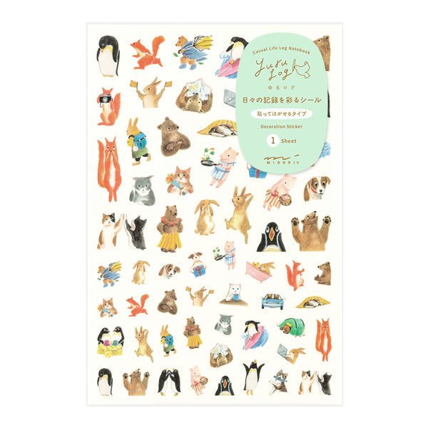 Midori Yuru Log Stickers - Animal