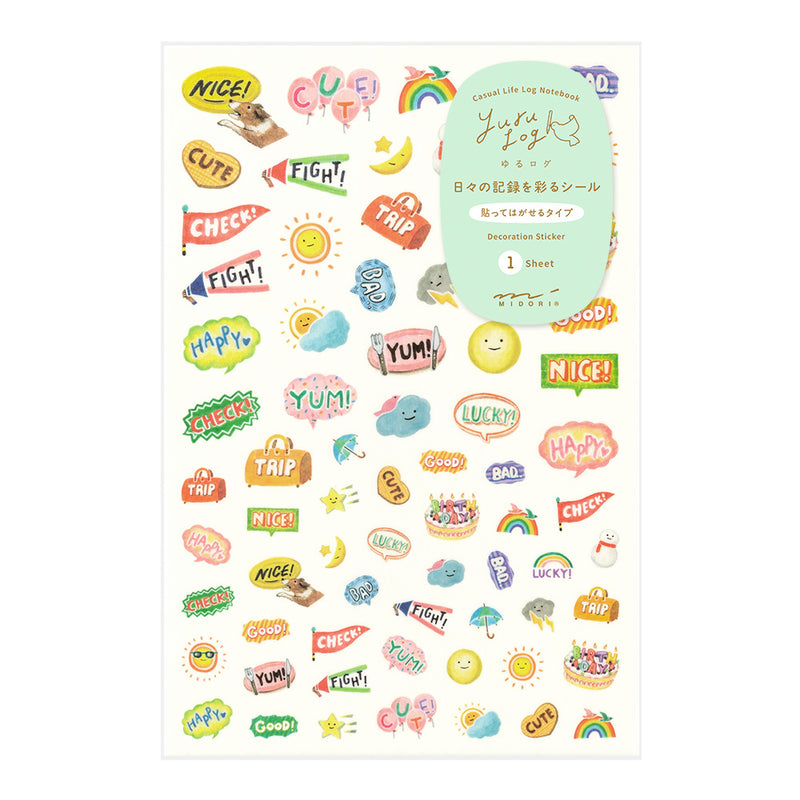 Midori Yuru Log Stickers - Feeling