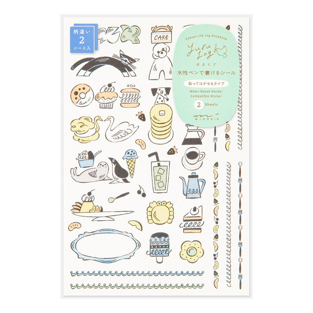Midori Yuru Log Stickers - Sweets & Animals