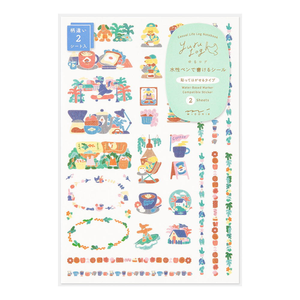 Midori Yuru Log Stickers - Coffee Shop