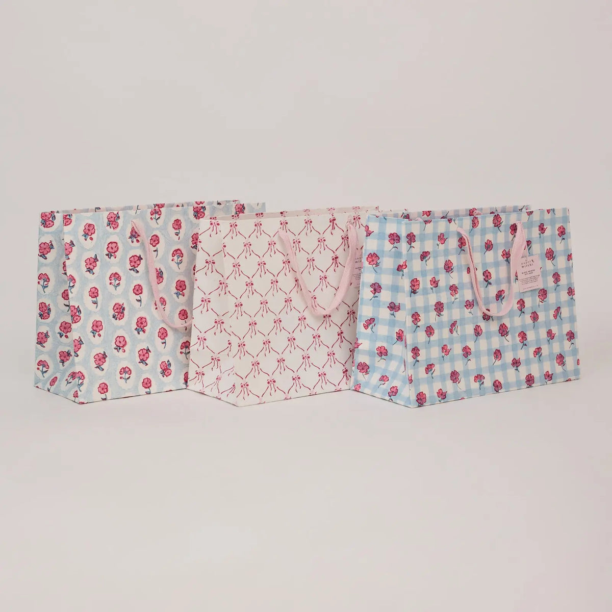 Large Hand Block Printed Pink Sorbet Gift Bag