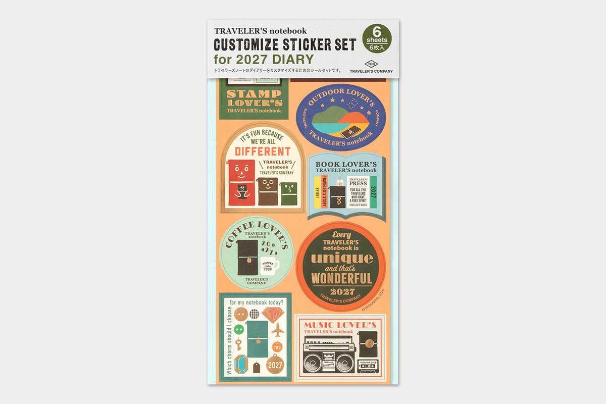 TRAVELER'S Notebook Refill: 2027 Customise  Sticker Set