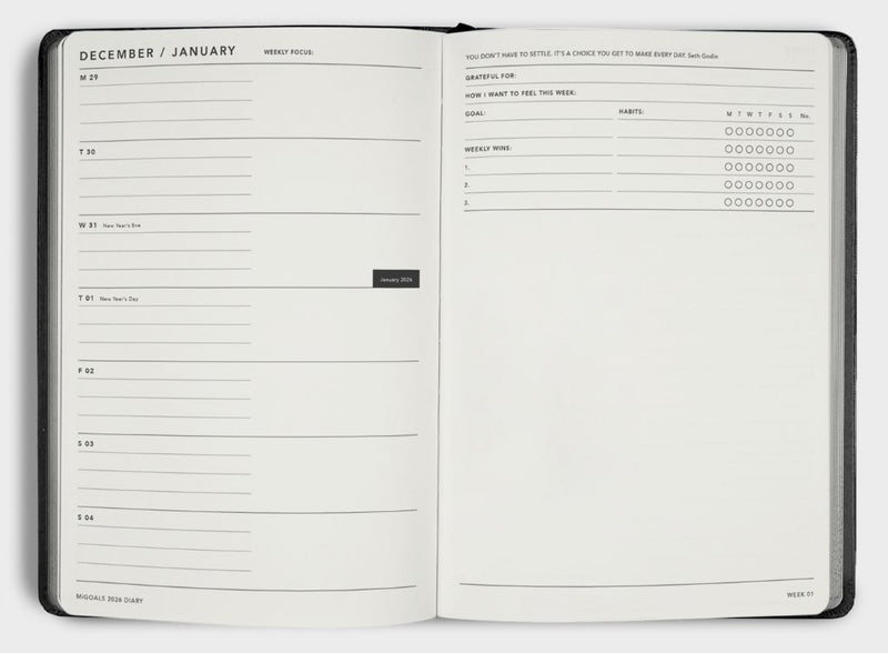 MiGoals 2026 A5 Weekly Notes Diary