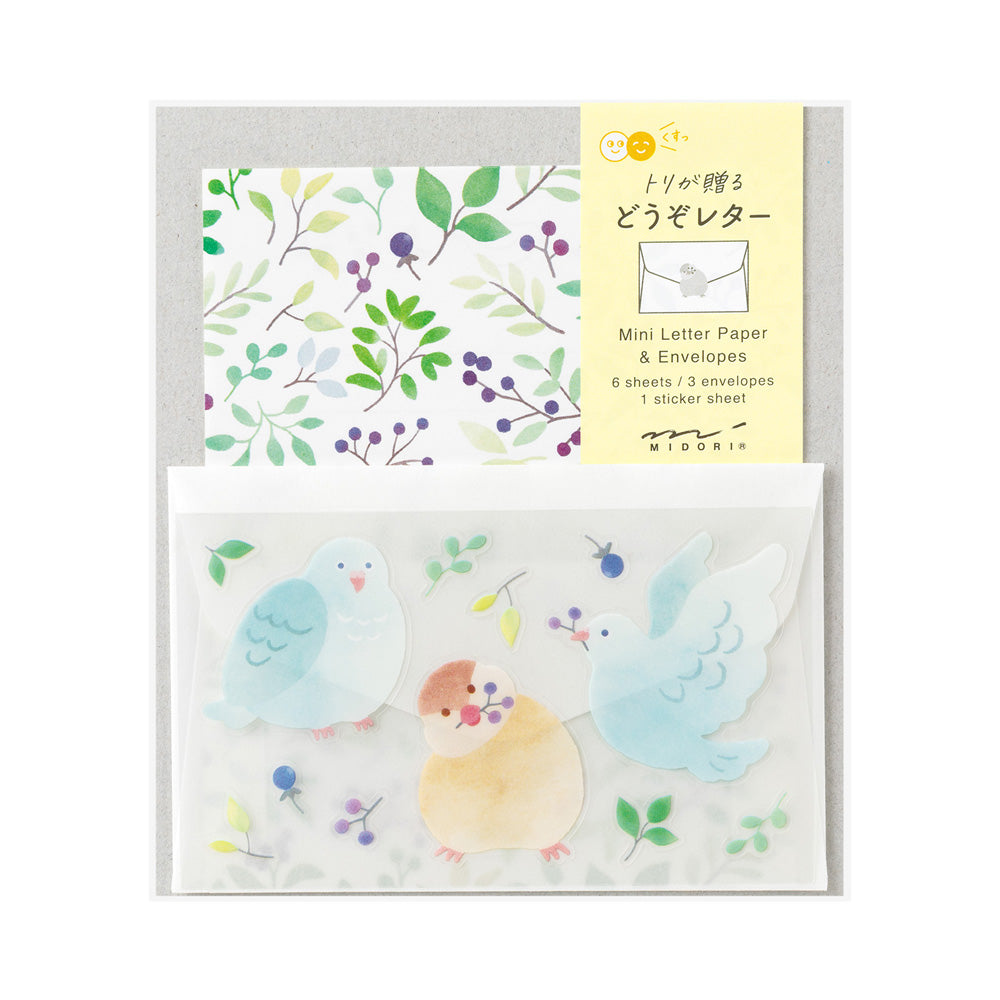 Midori Mini Letter Paper & Envelopes - Birds