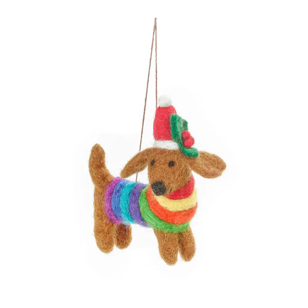 Rainbow Dog Christmas Tree Hanging Decoration