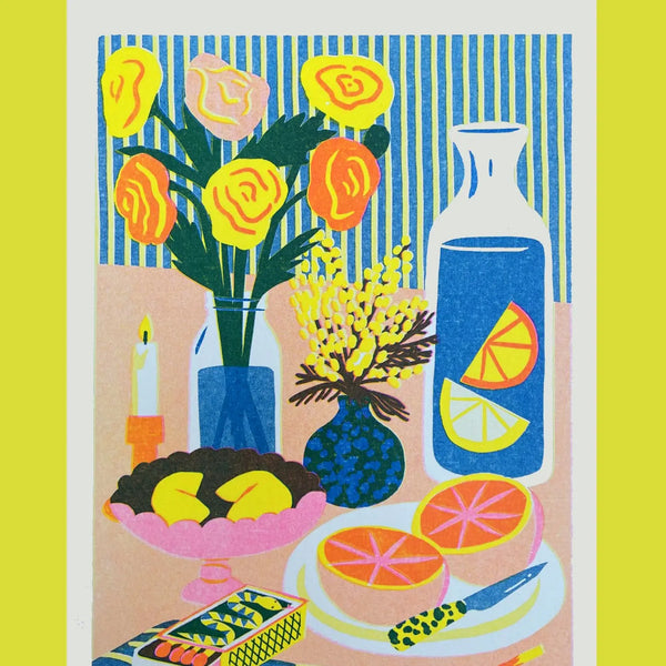 Table Setting Still Life A5 Riso Print