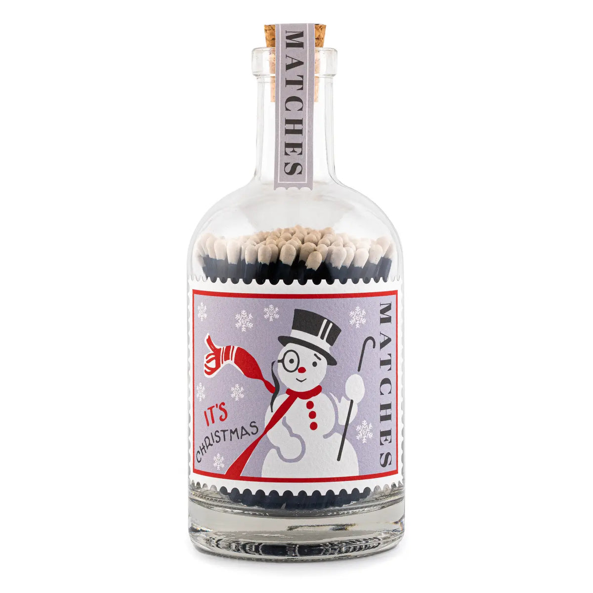 Archivist Snowman - Glass Bottle Christmas Safety Matches - Store Pickup Only