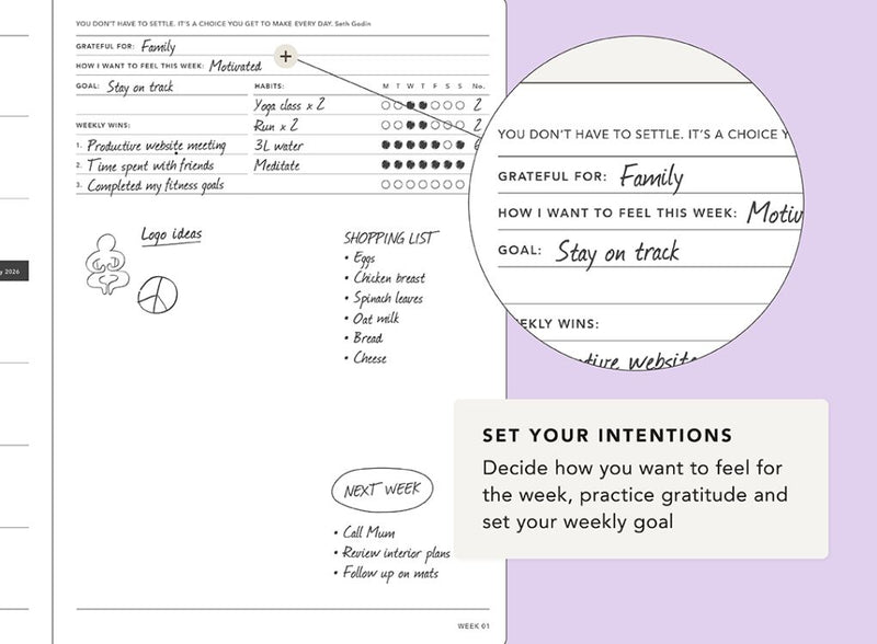 MiGoals 2026 A5 Weekly Notes Diary