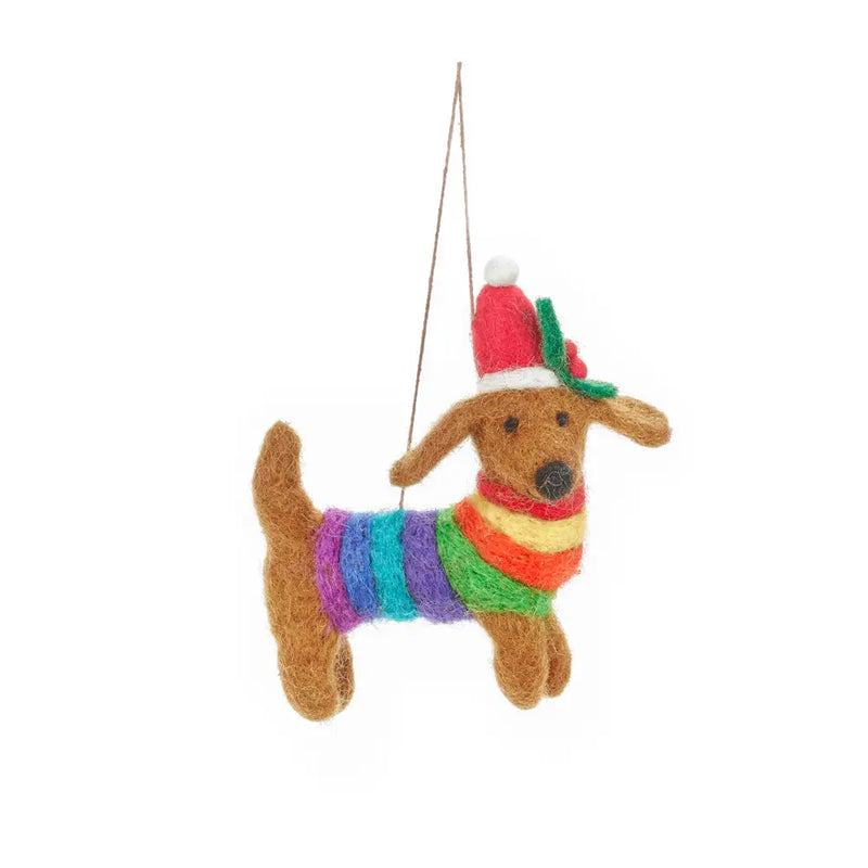 Rainbow Dog Christmas Tree Hanging Decoration