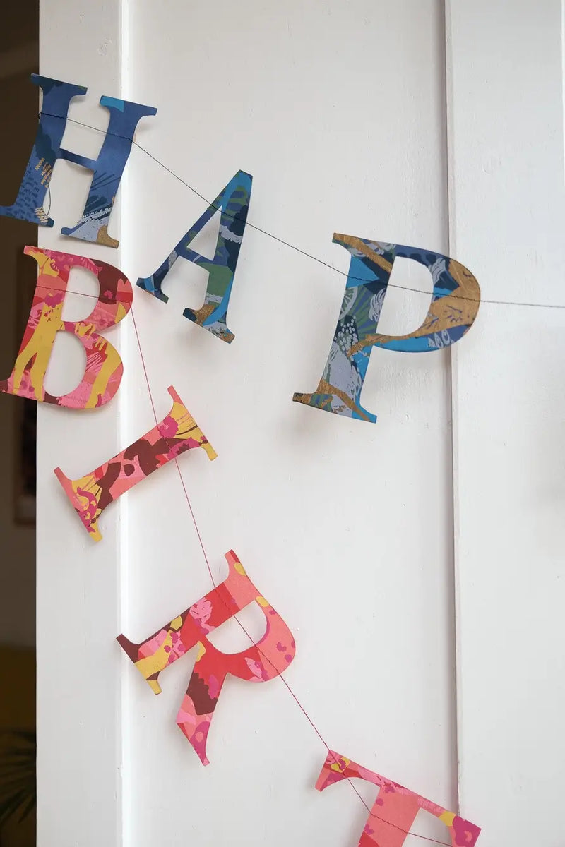 East End Press Happy Birthday Recycled Red Mix Sewn Garland