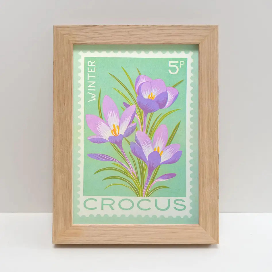 Crocus Stamp - A5 Risograph Print