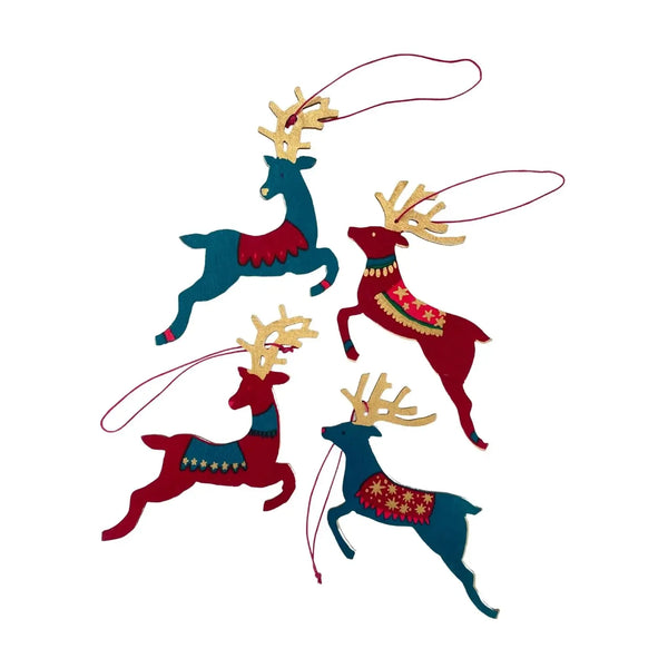 East End Press Wooden Reindeer Decorations