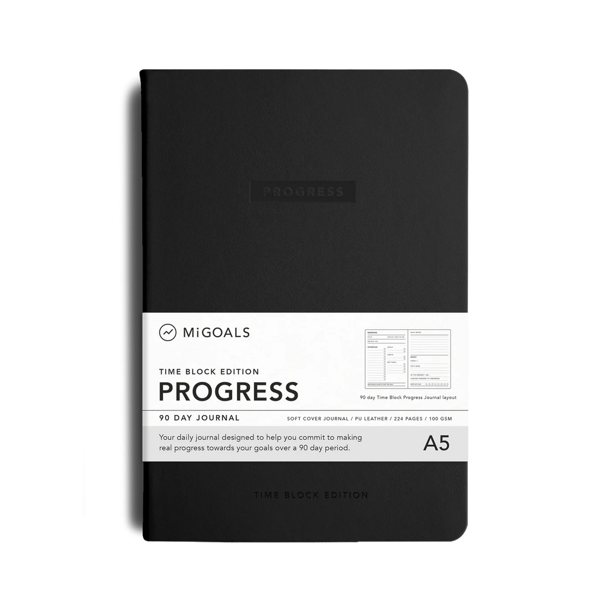 MiGoals A5 Progress Journal Time Block Edition