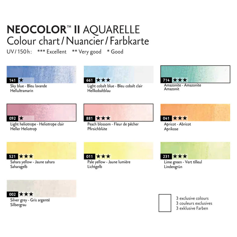 Caran d'Ache Neocolor II Aquarelle Wax Pastels Tin Set of 10  - 50 Years Special Edition - Pastel Set