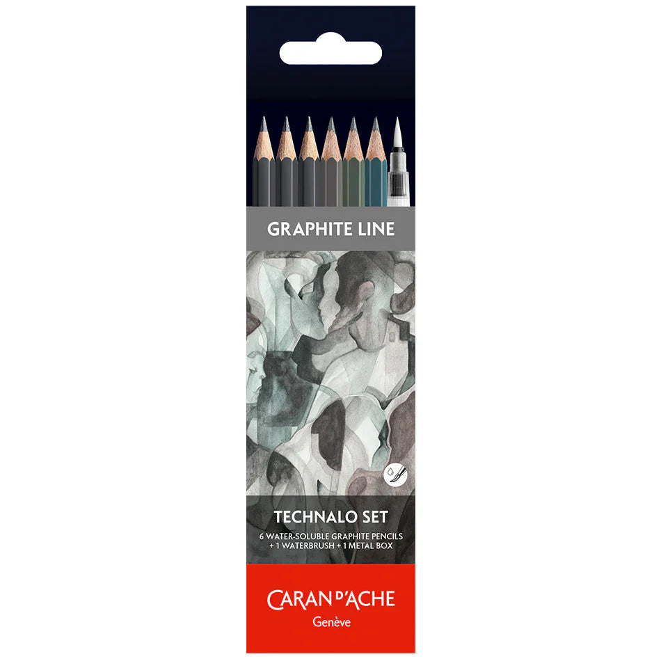 Caran d'Ache : Technalo : Watersoluble Graphite Pencil : Metal Tin Set of 7